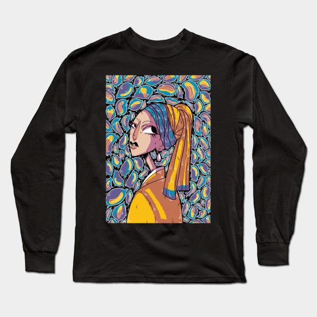 Girl with the Pearl Earring Long Sleeve T-Shirt by JinxxedArt